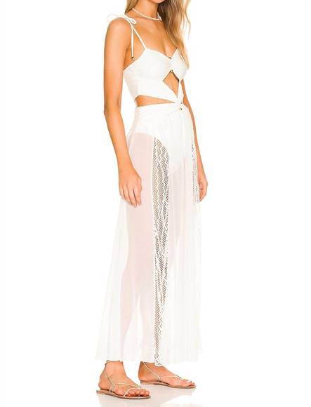 NEW PATBO adjustable ties beaded sheer skirt cutout beach maxi dress in white - Picture 3 of 4